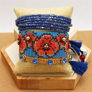 Bangle Zhongvi Mode Boho Bracelet pour femmes Bileklik Brassard 3D Fleurs Bracelets tissés à la main Ensemble Femme Bijoux ethniques 2021 Cadeau