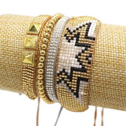 Bracelet ZHONGVI Miyuki Bracelet pour femmes manchette mexicaine brassard bijoux Pulseras Mujer Moda 2022 nouveaux bracelets de perles en acier inoxydable doré