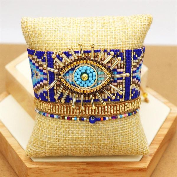 Brazalete ZHONGVI Pulsera turca contra el mal de ojo Miyuki Pulseras con cuentas Conjunto para mujer Moda Boho Joyería de ojos Pulseras Regalo de pareja al por mayor