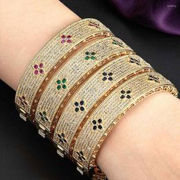 Bracelet Zlxgirl mode femmes Dubai or de mariage bijoux de mariée Zircon cubique femme grand bracelet jonc