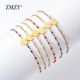 Bangle ZMZY 7 PCS/LOT coeur charmant Bracelets Bracelets pour femmes/filles couleur or en acier inoxydable Bracelet déclaration bijoux en gros 230927