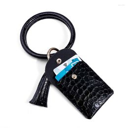 Bracelet ZWPON Leopard Wallet Bracelet Porte-clés Big O Porte-clés avec pompon