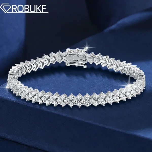 Bracelets 1.5mm véritable Moissanite Tennis Bracelet pour femmes 925 argent Sterling 18k plaqué or blanc Moissanite diamant Bracelets bijoux