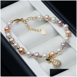 Brazaletes 100% reales pulsera de perlas de agua dulce para mujeres joyas naturales niña hija de cumpleaños regalo de caída entrega dhjjk