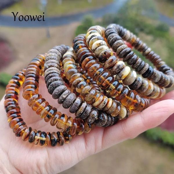 Bracelets 11g Baltique Plante Ambre Bracelet pour Femmes Cadeau Unique À La Main Irrégulière Perles Vertes Nouvelle Pierre Naturelle Bijoux Usine En Gros