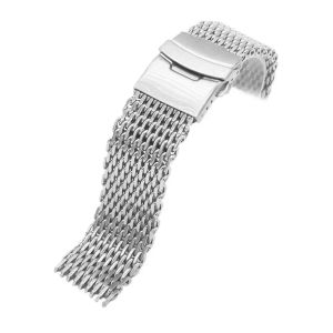 Armbanden 18/20/22/24mm Staal Dive Shark Mesh voor Milanese Horloge Armband Strap Band weven Dubbele Snap Strap