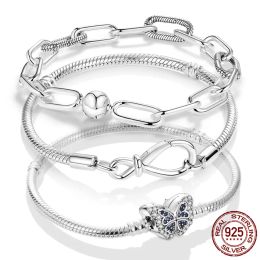 Bangles 2023 925 Silver Original Me Bracelet Fit Brand Me Charms kralen mode infinity knoop dames femme armband luxe fijne sieraden