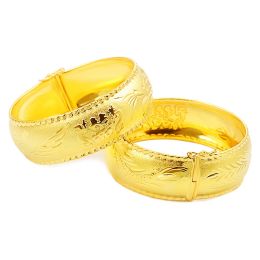 Brazaletes Brazalete de mujer de 20 mm de ancho, joyería Dragon Phoenix, oro amarillo de 18 quilates, regalo de compromiso nupcial clásico, diámetro 60 mm, 1 pieza