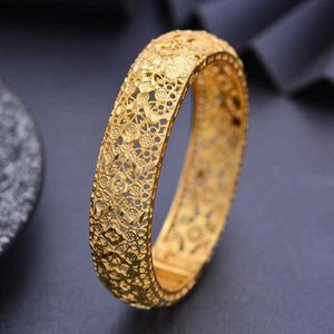 Brazaletes 24k Dubai 1 unids / lote Brazaletes de color de oro etíope para mujeres niña india africana fiesta de boda pulseras nupciales regalos Q0719