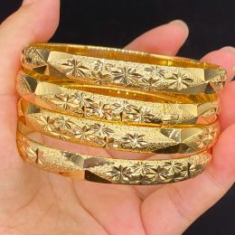 Boerbakken 8 mm/64 mm Ethiopian Dubai 24k kleur goud armbanden Europees Bangen voor vrouwen Midden -Oosten Arabië Afrikaanse meisjes bruiloft sieraden geschenk