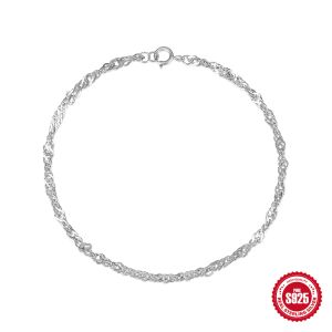 Brazaletes Aide Plata de ley 925 Pulsera de cadena torcida de oro Brazalete Suave New Rock Punk Pulsera de moda europea de lujo Regalo de joyería fina