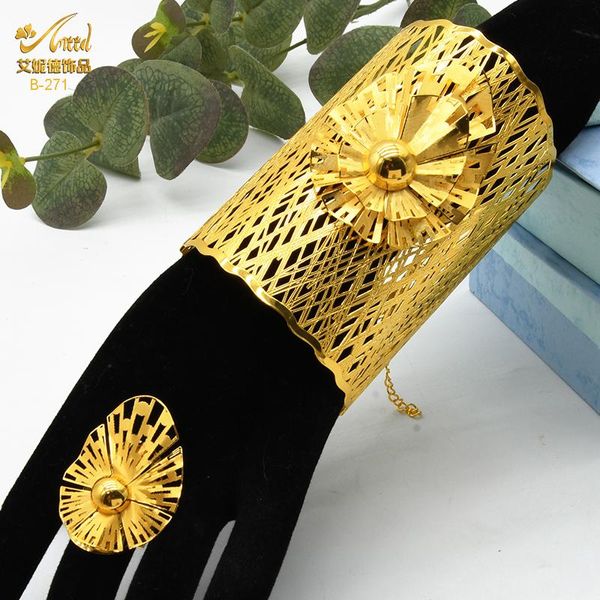 Bangles ANIID 24K or indien Bracelets avec anneau pour les femmes africain éthiopien moyen-orient marque de luxe bijoux Bracelets Bracelets cadeau