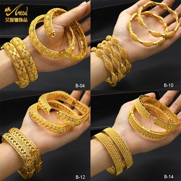 Brazaletes aniid dubai 24k brazaletes chapados en oro para mujeres brazaletes marroquí de brazalete