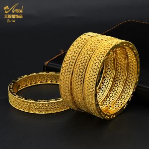 Brazaletes ANIID Moda india Brazalete chapado en oro de 24 quilates Pulsera Regalos de joyería Mujeres Fiesta Novia Regalos de boda Joyería marroquí al por mayor