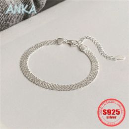 Bracelets ANKA nouveau S925 argent robuste bracelet étincelant couleur argent blanc large bracelet pour femmes