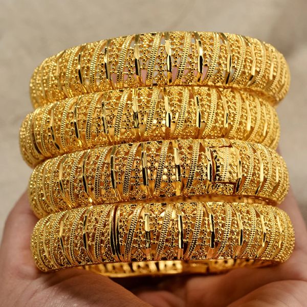 Brazaletes Annayoyo 4 piezas Brazaletes de color oro de 24 quilates para mujer Pulseras de oro Fiesta de bodas Joyería nupcial joias ouro Precio de fábrica Vint