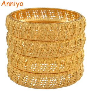 Armbanden Anniyo (4 stks/partij) Dubai Bruid Armbanden voor Vrouwen Goud Kleur Arabische Afrikaanse Bruiloft Armband Sieraden Midden-oosten #111506