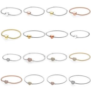 Bracelets Authentique 925 En Argent Sterling Rose Pave Wishful Coeur Fermoir Serpent Chaîne Bracelet Bracelet Fit Femmes Perle Charme Bricolage Bijoux De Mode