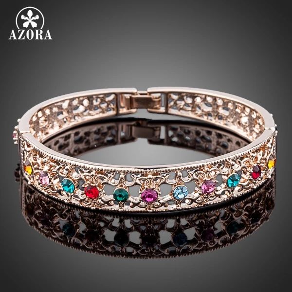 Bracelets AZORA – bracelet multicolore en cristal doré, bijoux fabriqués avec de véritables cristaux autrichiens Stellux TB0026