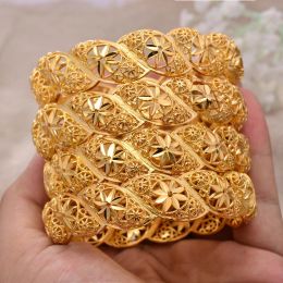 Bangles Bangls 4 pièces/lot éthiopien afrique couleur or bracelets pour femmes fleur mariée Bracelet bijoux de mariage africain moyen-orient articles