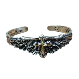 Bocles Bocai 2022 Nouveaux bijoux en argent pur silver punk cross graffiti wings mannequin bracelet de la Saint-Valentin