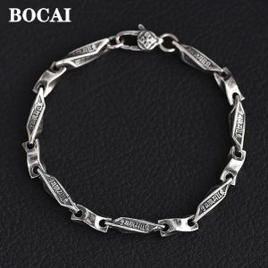 Bocles Bocai New Real S925 Silver Jewelry Accessoires Retro Style Six Caractor Truth Fashion Mobius Bracelet pour hommes et femmes