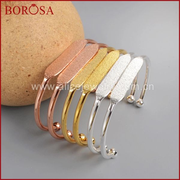 Borosa Borosa 10pcs Gold Gold Color Brass Black Bangle Paramètres bracelet à manche à plat doré Faire PJ026G