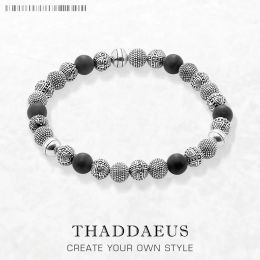 Bracelets bracelets cross perles obsidien pour les hommes rebelles cadeau à la mode europe style coeur masculin 925 bijoux en argent sterling