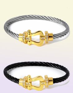 Bracelets Bracelets Bracelet en acier en acier titane corde magnétique boucle en fer à demi-brique Ushaped Head Micro Intelaid4467850