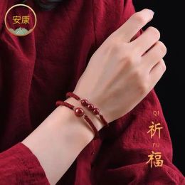 Bangels Chinese stijl Verandering geluk Cinnabar Red Rope Bracelet Vrouw Male Benmingnische voogd touw 1 Highgrade Jewelry Actract rijkdom