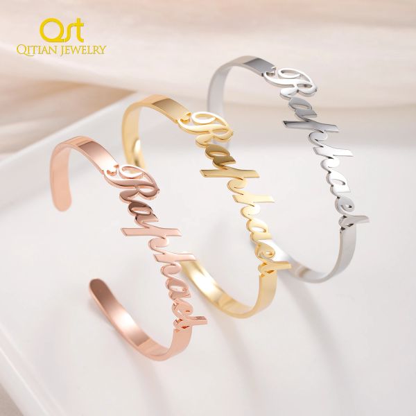 Bracelets Bracelet personnalisé avec nom noms personnalisés bracelet en acier inoxydable or argent rose or bracelet minimaliste bijoux pour elle