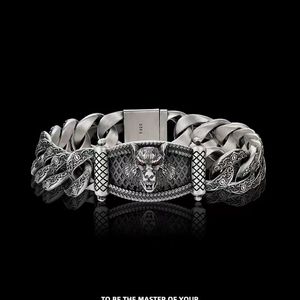 Armbanden Dominante 925 Zilveren Wolf Hoofd Armband Heren Mode-sieraden Plus Grof Luxe Eenvoudige Trend Armband Verjaardagscadeau groothandel