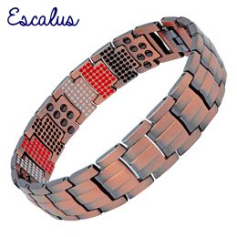 Bracelets Escalus 2019 Bracelet magnétique en cuivre pur à la mode dureté bijoux pour hommes Vintage Ions négatifs Germanium bracelet à breloques