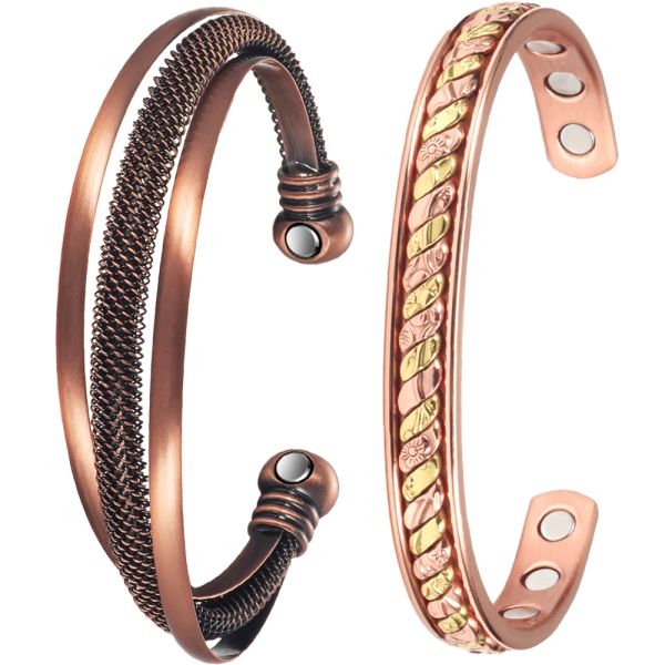 Bracelet magnétique en cuivre pur de la mode Bangles pour hommes et femmes Bracelet d'énergie saine populaire