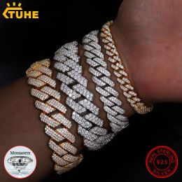 Bracelets bijoux fins VVS1 D couleur Moissanite chaîne cubaine Bracelet pour hommes de luxe S925 Bracelet en argent pour hommes bijoux Hip Hop