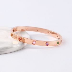 Armbanden voor Vrouwen Mannen Rose Goud Sier 10 Cz Kleurrijke Diamant Titanium Stalen Schroef Designer Fashion Armbanden Ban279p
