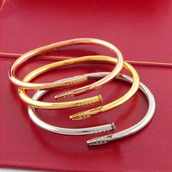 Brazaletes Pulsera de oro Clavo de acero Diseñador de aleación para oro Pulsera inoxidable para hombre Pulsera Rose Love Pulseras Pulseras Mujer Plata Armb Tqvq