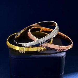 Bangles Hangke1989 pour pulseras mujer charme bijoux titanium en acier bracelet women women marque roman digital hignestone métal bracelet