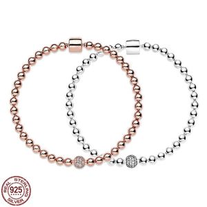 Bangles Hot selling 925 Sterling Silver Classic Bead Chain Armband Charm Damesarmband Verjaardagscadeau geef familieliefhebbers en vrienden