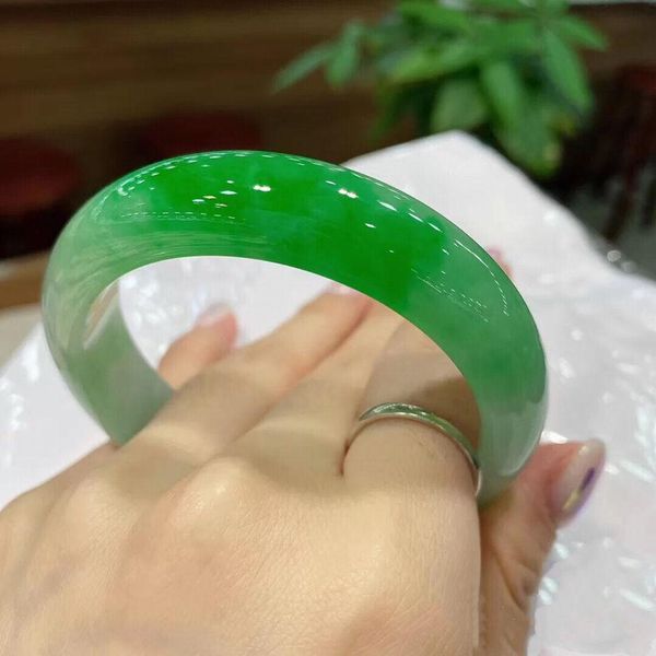 Brazaletes de joyería de alta calidad, brazaletes AAAAA naturales auténticos, especies de hielo de grado, pulsera de Jade Real verde flotante para mujer de Color esmeralda