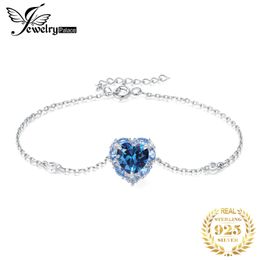 Bracelets Jewelrypalace nouveauté coeur arc amour 4.2ct pierre créé bleu spinelle Sterling Sier Bracelet réglable pour femme
