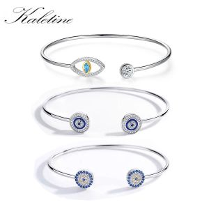 Brazaletes Kaletine Luck Evil Eye 925 Sterling Silver Bracelets Bangles Blue Hamsa Hand Blue Ojo Azul Cirón Joyas Finas Accesorios de mujeres