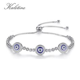 Bangen kaletine vrouwen kwaadaardig oog lucky hamsa armband echt 925 sterling zilveren mannen luxe ronde blauwe ogen cz crystal tennis armband