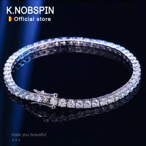 Bangles Knobspin 3 mm 4 mm D Color Bracelet de tennis Moisanite Full Diamond Gra 925 Bracelets de bijoux de mariage en argent sterling pour femmes