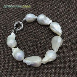 Bracelets grande taille couleur blanche tissu boule de flamme nucléée forme baroque ou perles keshi Bracelet eau douce perles 100% naturelles spécial
