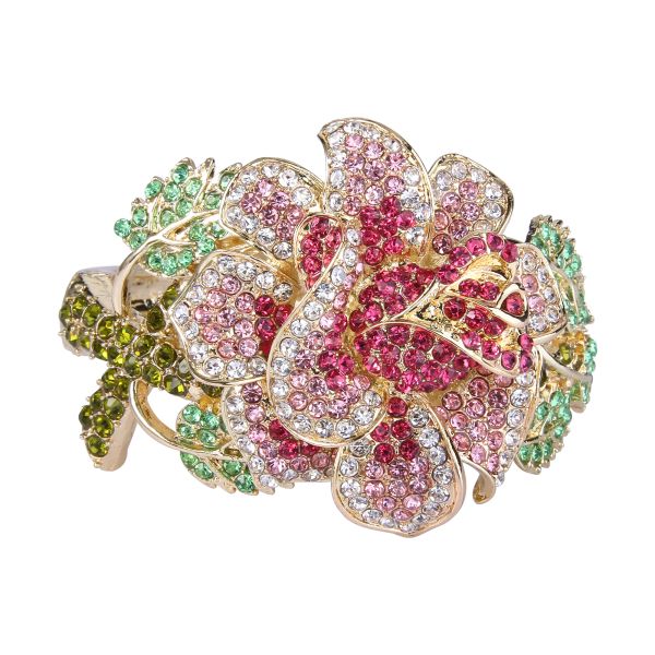 Bracelets de luxe fleur bracelet femmes Femme cristal strass bracelet à breloques bijoux de fête cadeau plaqué or ton Pulseras Mujer