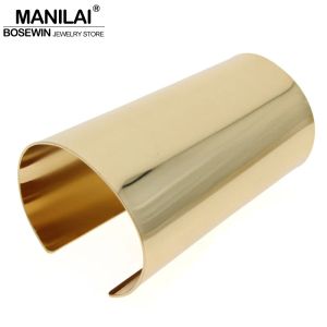 Bangles Manilai Design Simple Smooth Smooth Big Bracelet for Women Statement Jewelry Femme t Show Accessoires Chandand en alliage Brangle Manchette grande