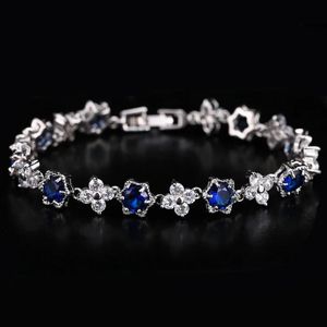 Armbanden Veelkleurige Zirkoon Armband Smaragd Saffier Armband S925 Sterling Zilveren Bangle Bruidsbruiloft Luxe Sieraden