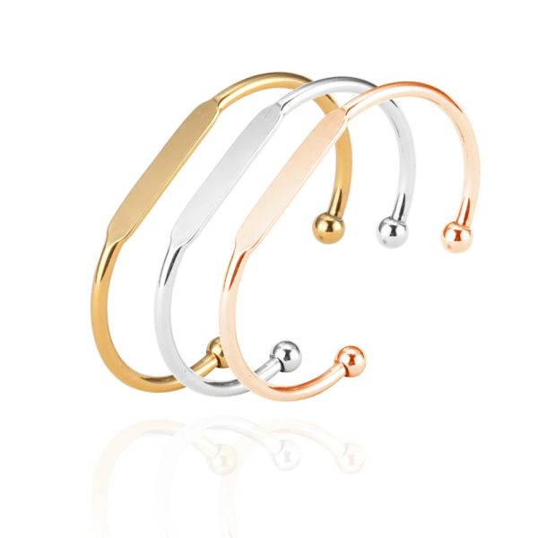 Bracles MyLongingCharm 30pcs / lot Blank Brangles bracelet de cuivre gravible Bracelets de couleur plate à or rosegold t0692