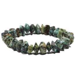 Armbanden Natuurlijke Afrikaanse Turquoise Kralen Armbanden Meditatie Degausst Bracele Voor Vrouwen Mannen Lucky Healing Energie Sieraden 7*11MM